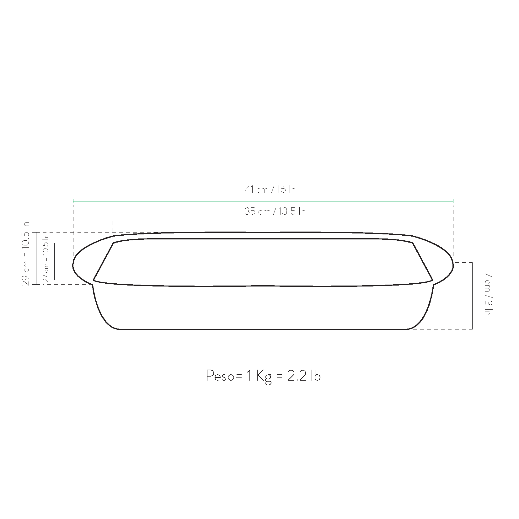 Teglia da forno grande 35x27x7cm