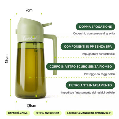 Spruzzino Olio BIG - Doppia erogazione con vetro oscurato protezione qualità