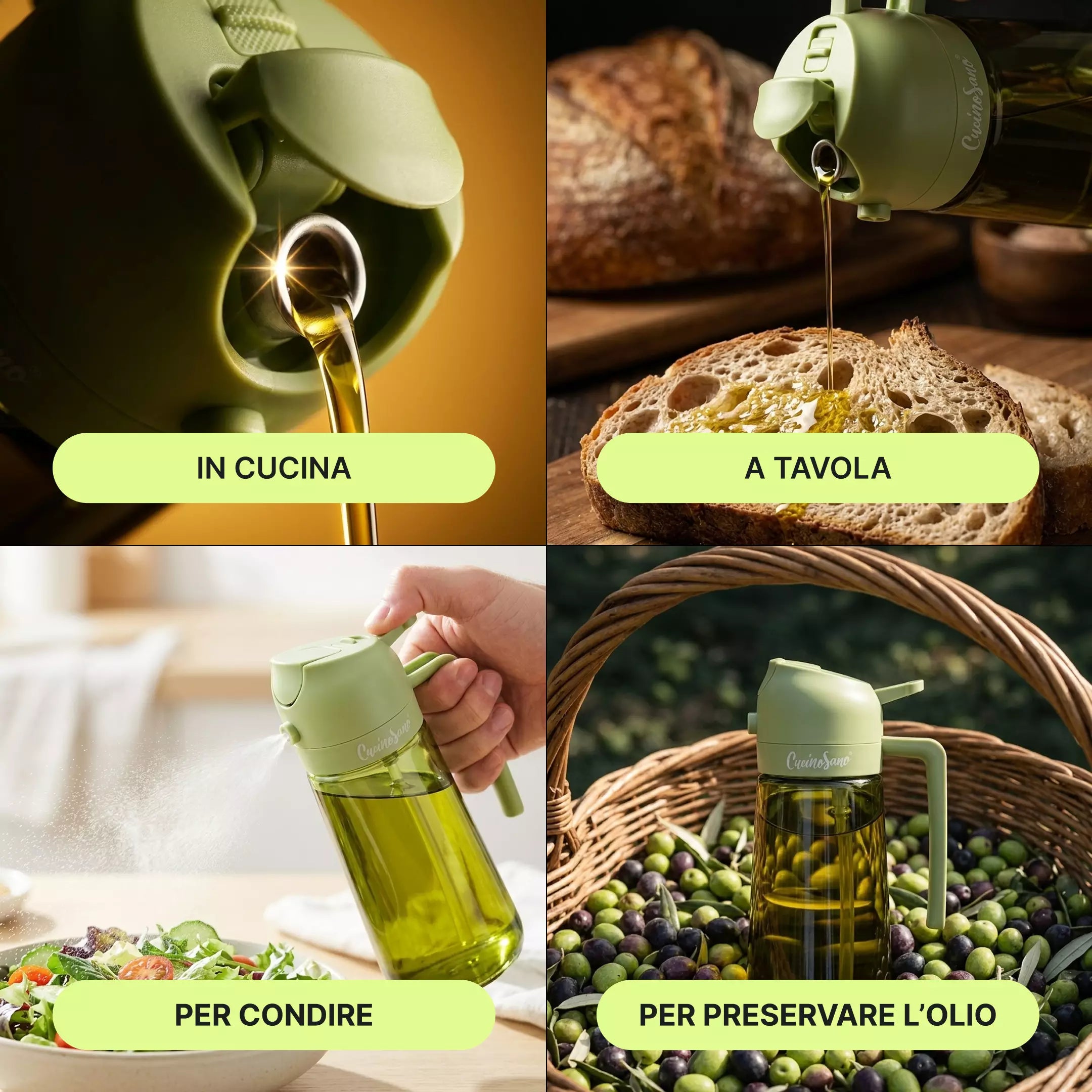Spruzzino Olio BIG - Doppia erogazione con vetro oscurato protezione qualità