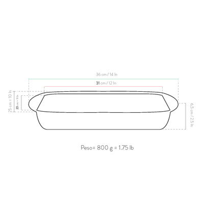 Teglia da forno rettangolare piccola 31x23x7cm